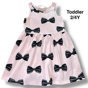 H&M Sleeveless Toddler Dress with Black Bow Print Size 2-4Y